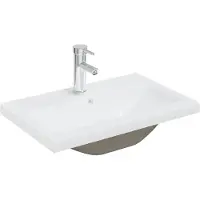 vidaXL Inbyggt handfat med blandare 61x39x18 cm keramik vit