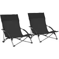 vidaXL Hopfällbara strandstolar 2 st svart tyg