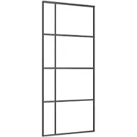 vidaXL Skjutdörr frostat ESG-glas och aluminium 90x205 cm svart