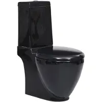 Super Merchant Vidaxl Keramisk Toalett med Cistern, Rund, Vertikalt Avlopp, Svart