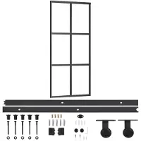 vidaXL Skjutdörr med beslagset ESG glas och aluminium 90x205 cm
