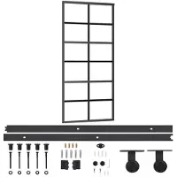 vidaXL Skjutdörr med beslagset ESG glas och aluminium 90x205 cm