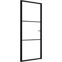 vidaXL Innerdörr ESG-glas och aluminium 83x201,5 cm svart