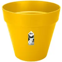 Elho Pot de fleurs Rond LOFT URBAN - Ø50 x H44,5cm - Plastique - Percé - Réservoir - Avec roulettes - Ocre khaki