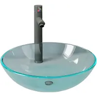 vidaXL Handfat med kran och tryckavlopp klart härdat glas