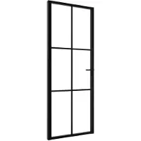 vidaXL Innerdörr ESG-glas och aluminium 76x201,5 cm svart