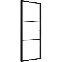 vidaXL Innerdörr ESG-glas och aluminium 76x201,5 cm svart