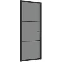 vidaXL Innerdörr 83x201,5 cm svart ESG-glas och aluminium