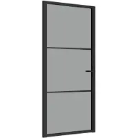 vidaXL Innerdörr 93x201,5 cm Svart ESG Glas och Aluminium 350562