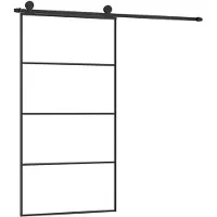 vidaXL Skjutdörr med hårdvara 102,5x205 cm ESG-glas och aluminium
