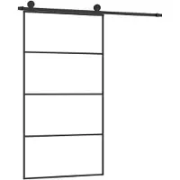 vidaXL Skjutdörr med hårdvara 102,5x205 cm ESG-glas och aluminium