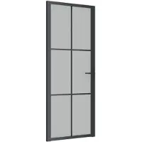 vidaXL Innerdörr 83x201,5 cm svart matt glas och aluminium