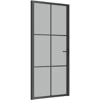 vidaXL Innerdörr 93x201,5 cm svart matt glas och aluminium