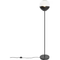 QAZQA Retro golvlampa svart med klart glas - Eclipse