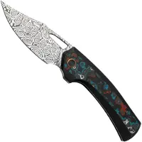 We Knife Nefaris WE22040F-DS1, Heimskringla Damasteel Clippoint, Nebula Fat Carbon Black Titanium, pocket knife