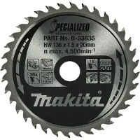 Makita SPECIALIZED B-33635 Hårdmetall cirkelsågklinga 136 x 20 x 1 mm Antal tänder (per tum): 36 1 st