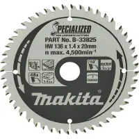 Makita B-33825 SPECIALIZED B-33825 Cirkelsågblad 136 x 20 x 1 mm Antal tänder (per tum): 48 1 st