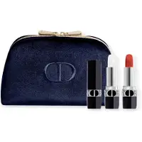 Dior set Christian Couture Colour, Velvet, Cream läppstift 720 Icone (refill) 3,5 ml + Couture Colour läppbalsam 000 Diornatural (refill) 3,5 g + textil makeupväska blå