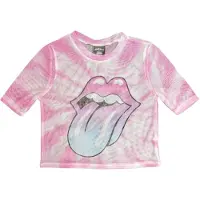 Ginza.se The Rolling Stones: Ladies Crop Top/Pink Gradient Tongue (White) (Mesh) (Medium)