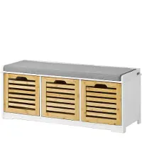 SoBuy FSR23-WN skokista med sittdyna och 3 korgar