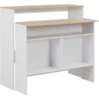 vidaXL Barbord med 2 bordsskivor vit och ek 130x40x120 cm