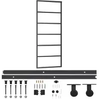 vidaXL Skjutdörr med beslagset ESG glas och aluminium 76x205 cm