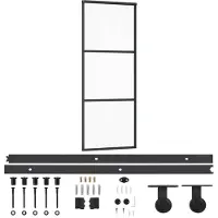 vidaXL Skjutdörr med beslagset ESG glas och aluminium 76x205 cm
