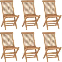 vidaXL Hopfällbara trädgårdsstolar 6 st massiv teak