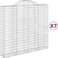 vidaXL Gabioner bågformade 7 st 200x50x180/200 cm galvaniserat järn