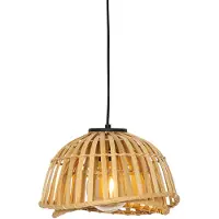 QAZQA Orientalisk pendellampa svart med naturlig bambu 30 cm - Pua