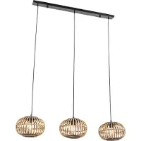 QAZQA Orientalisk pendellampa bambu 3-ljus rektangulär - Amira