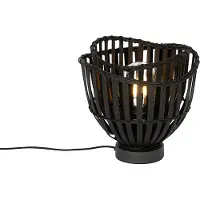 QAZQA Orientalisk bordslampa svart bambu - Pua