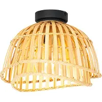 QAZQA Orientalisk taklampa svart med naturlig bambu 30 cm - Pua