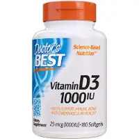 Doctors Best , Vitamin D3, 25 mcg (1 000 IU), 180 mjuka kapslar