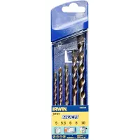 Irwin Sladdlös universalborr i plastkassett med slipad HM-spets innehåll 5-5,5-6-8-10 mm