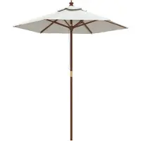 vidaXL Parasoll med trästång 196x231 cm sandvit