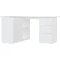 vidaXL Hörnskrivbord vit 145x100x76 cm konstruerat trä