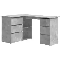 vidaXL Hörnskrivbord betonggrå 145x100x76 cm konstruerat trä