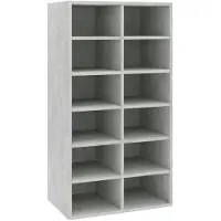 vidaXL Skohylla betonggrå 54x34x100,5 cm konstruerat trä