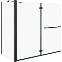 vidaXL Dubbel hopfällbar badkarsskärm, ESG, 120x68x130 cm, svart