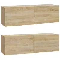vidaXL Väggmonterade tv-bänkar 2 st 100x30x30 cm konstruerat trä