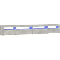 vidaXL Tv-bänk med LED-belysning betonggrå 270x35x40 cm