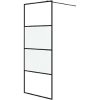 vidaXL Duschvägg svart 80x195 cm halvfrostat ESG-glas
