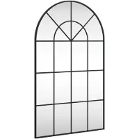 vidaXL Väggspegel svart 60x100 cm välvd finish järn