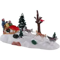 Lemax Hundspann Eftermiddag #13557 – Vail Village Borddekoration med huskier och familj