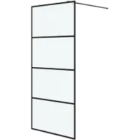 vidaXL Duschvägg svart 90x195 cm halvfrostat ESG-glas