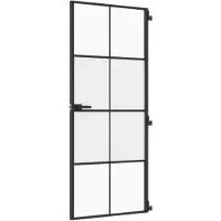vidaXL Innerdörr svart 83x201,5 cm härdat glas och aluminium slim
