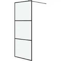 vidaXL Duschvägg svart 80x195 cm frostat ESG-glas