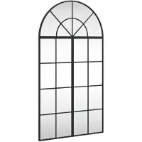 vidaXL Väggspegel svart 60x110 cm bågformad järn