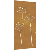 vidaXL Väggdekoration 105x55 cm rosttrögt stål blomdesign